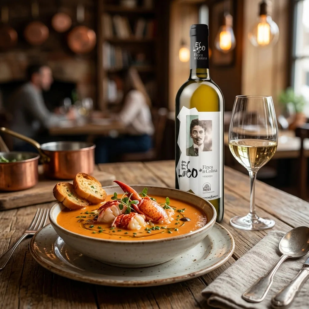 Spansk hvidvin parret med perfekt vinvalg til cremet hummersuppe - DeVinos