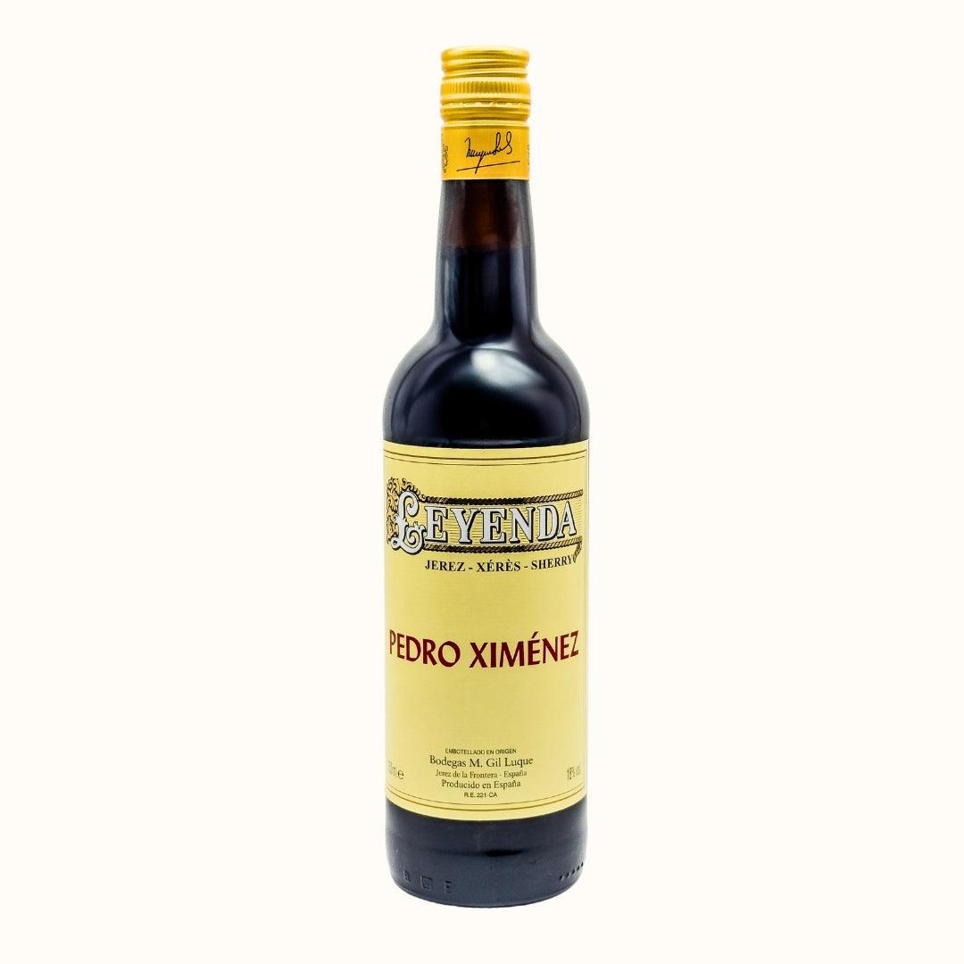 Leyenda Pedro Ximénez Sherry fra Jerez – en luksuriøs spansk dessertvin med rige noter af figen og toffee, perfekt til chokolade og oste.