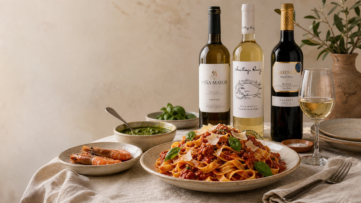 Pasta med tomat, basilikum og spanske vine fra DeVinos
