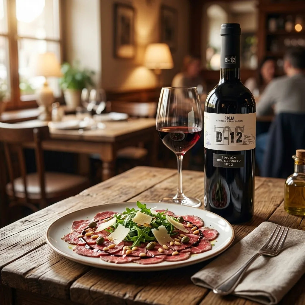 Kraftig spansk rødvin parret med bedste vin til carpaccio - DeVinos