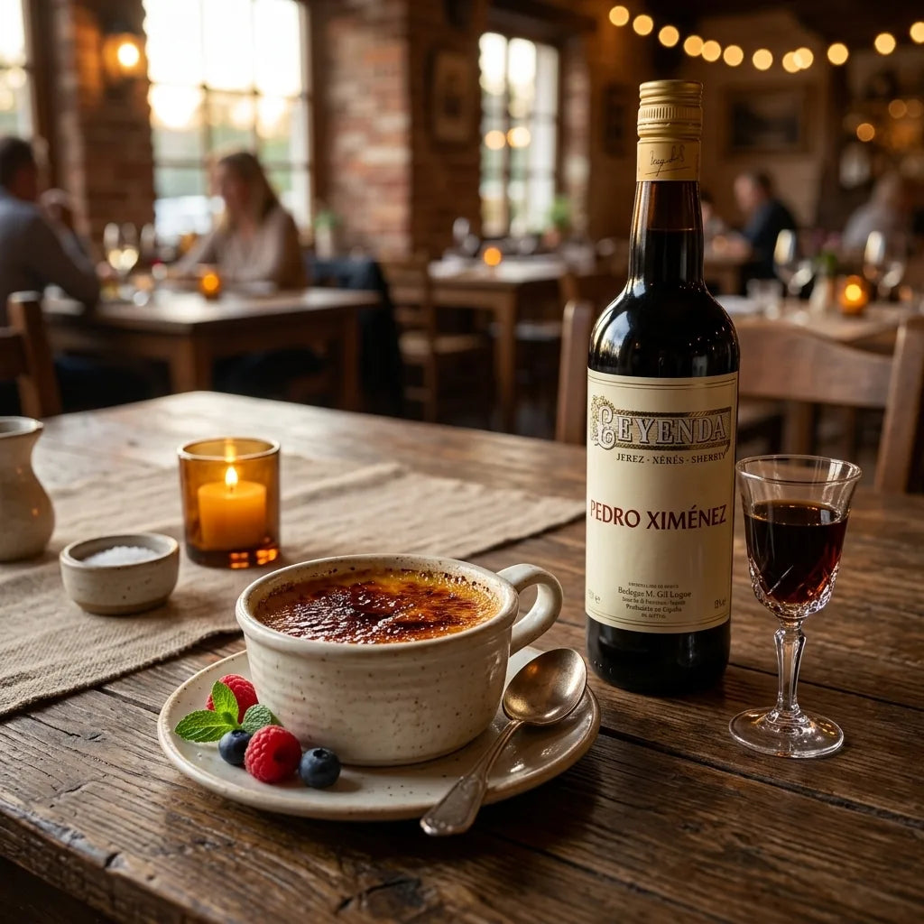 Sød spansk dessertvin parret med creme brulee - DeVinos
