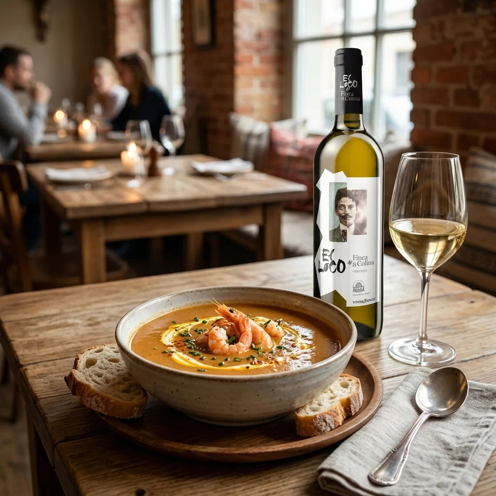 Spansk hvidvin parret med jomfruhummersuppe - DeVinos